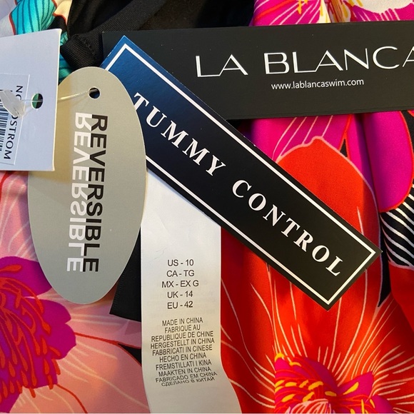 NWT La Blanca Reversible Floral and Black Women's One-Piece Swimsuit Size 10 - Picture 5 of 5